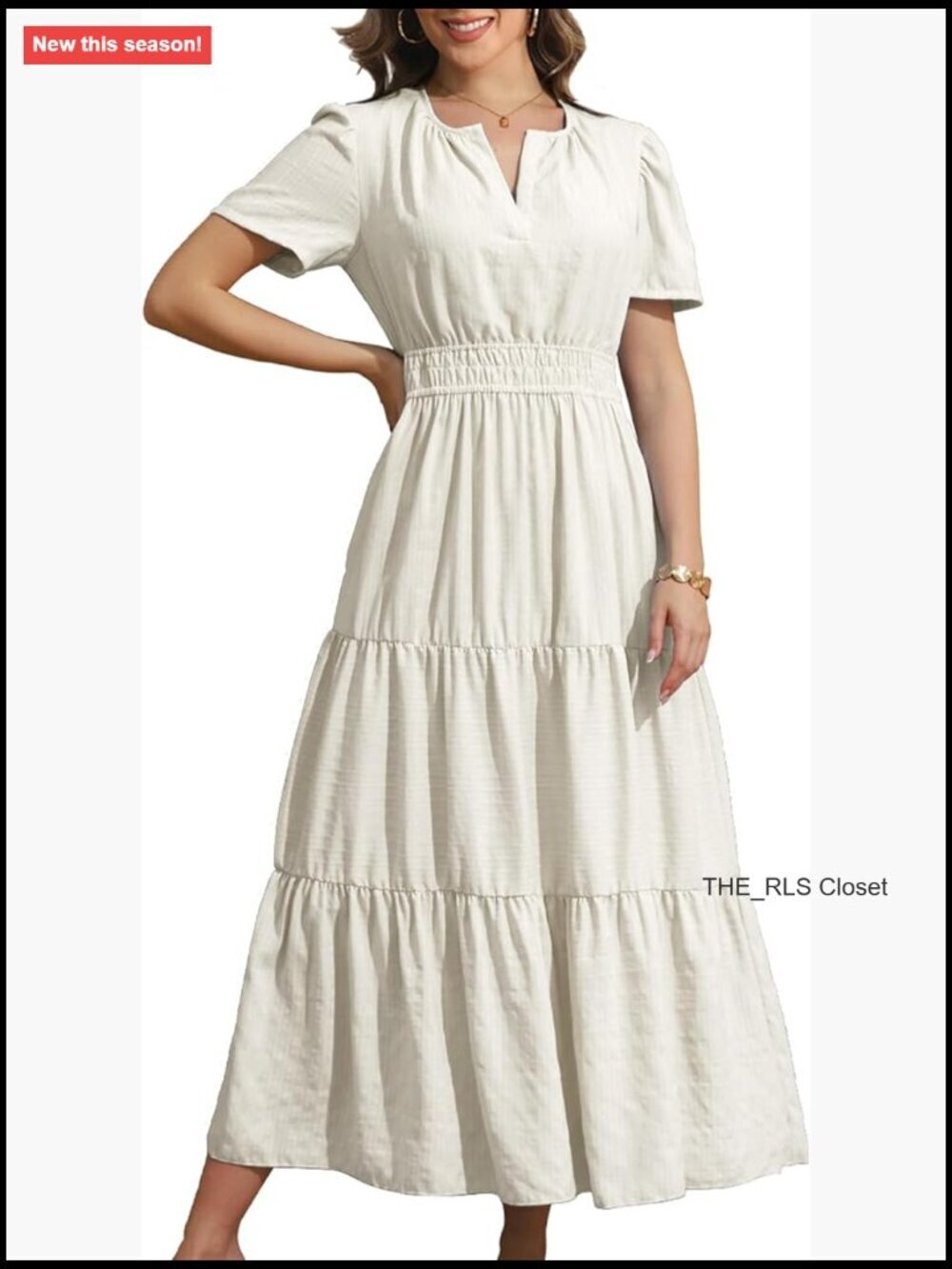 Polyester Maxi Dress with Elastic Waist and Pockets